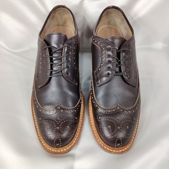 Taylor Stitch The Brogue Lace Up Espresso Leather Wingtip Dress Men's Shoes Sz 8 - Picture 2 of 10